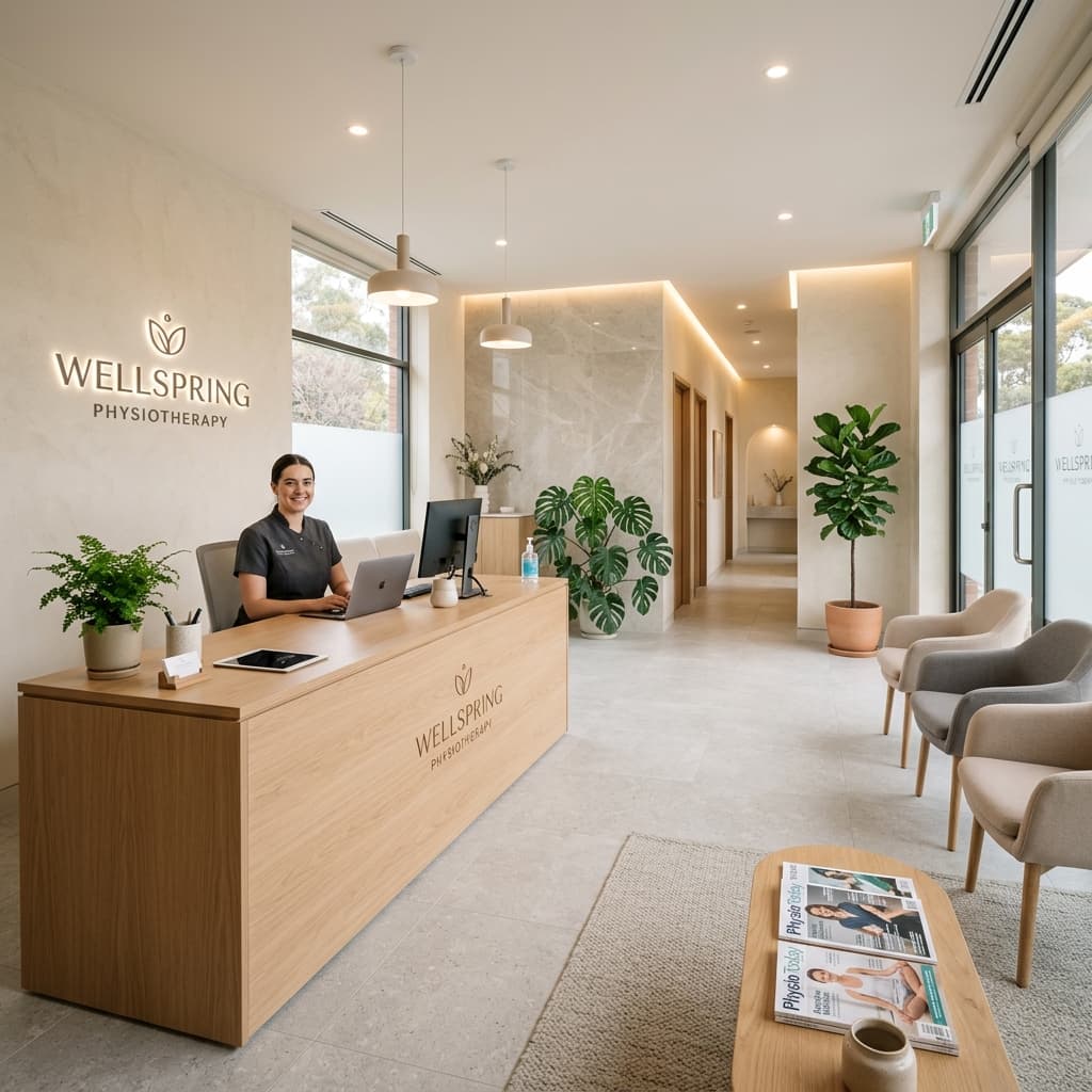 Calm clinic reception and treatment area